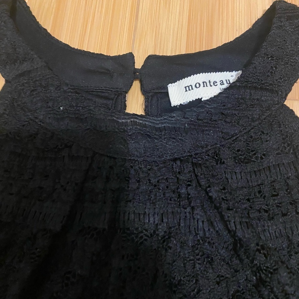 Monteau Black Lace Sleeveless Halter Top Size M - Picture 4 of 4